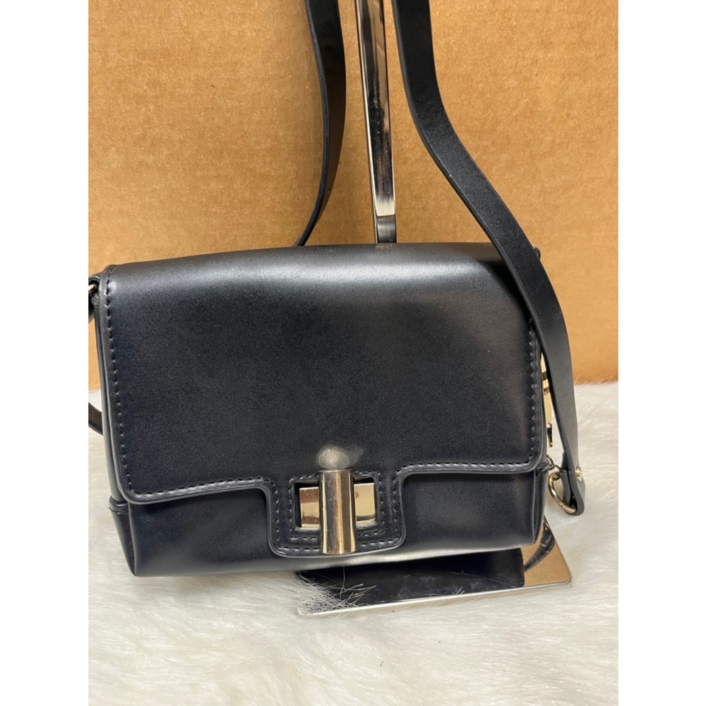 Zara Metal Closure Crossbody Bag Small Black
